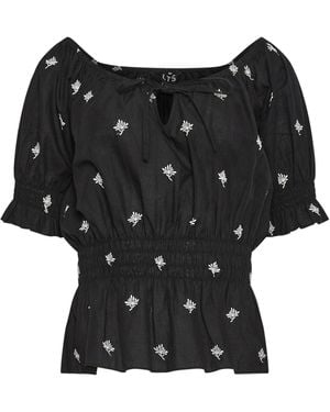Long Tall Sally 100% Cotton Embroidered Boho Topeu 44 Tall (Uk 14 T) - Schwarz