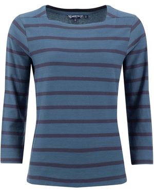 Weird Fish Saffira Cotton Jersey Stripe Top - Blue
