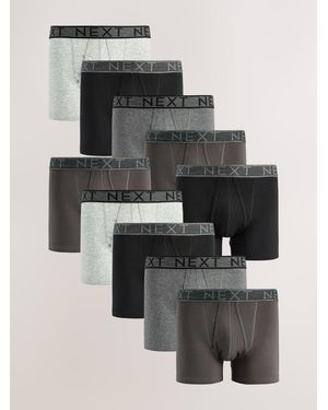 Next 10 Pack A-Front Cotton Rich Boxers - Gray