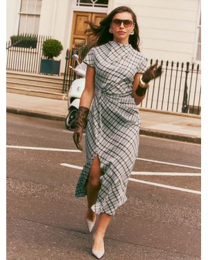 Friends Like These Petite Check Hardware Midi Dress - Brown