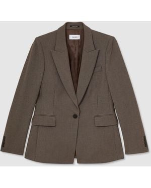 Reiss Neutral Gabi Petite Tailored Single Breasted Suit Blazer - Brown