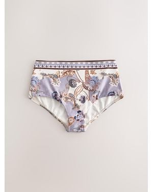 Next Cream/ Paisley High Waist Print Bikini Bottoms - Blue