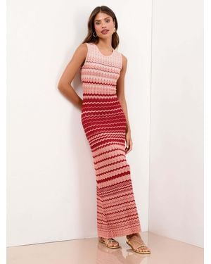 Lipsy Summer Crochet Knitted Maxi Dress - Red