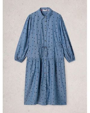 White Stuff Elsie Embroidered Dress - Blue