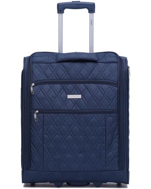 Flight Knight 56X45X25Cm Easy Jet Overhead Soft Case Cabin Carry On Suitcase Hand Mono Canvas Luggage - Blue