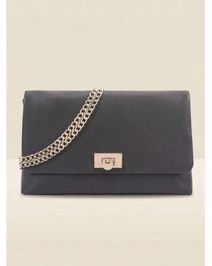 Sosandar Leather Large Clutch Bag - Gray