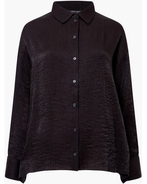 French Connection Terry Crinkle Top - Black