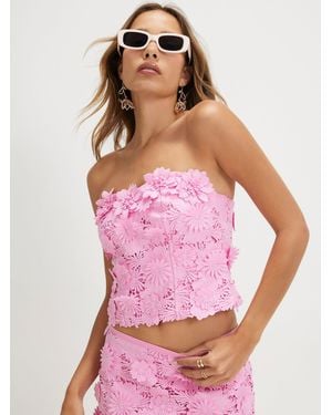 River Island Floral Lace Bandeau Top - Pink