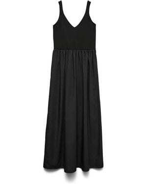 Vero Moda Sleeveless Jersey And Woven Maxi Dress - Black
