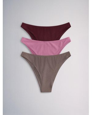 The Set High Leg 3 Pack Bikini Bottoms - Purple