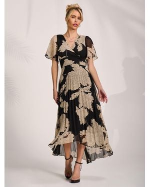 Jolie Moi Pleated Chiffon Maxi Dress - Natural