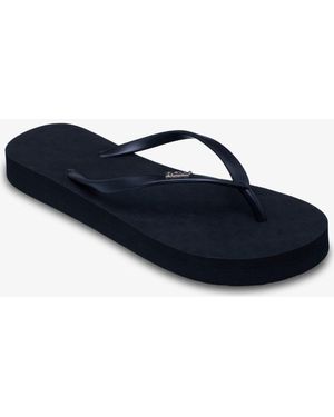 Roxy Viva Higher Wedge Logo Flip Flops - Blue