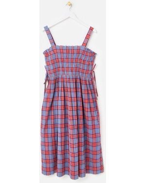 Oliver Bonas Checked Strappy Midi Dress - Purple