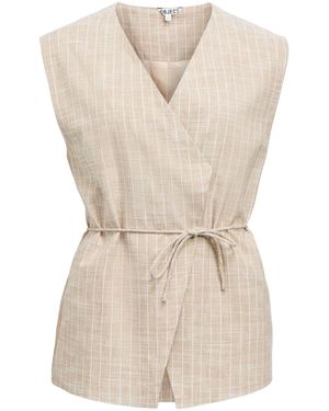 Object Stripe Belted Waistcoat - Natural