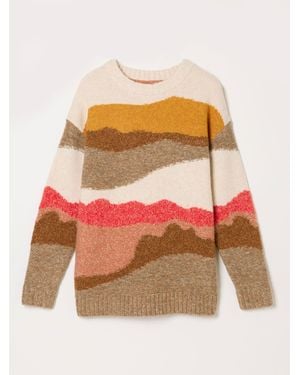 FatFace Landscape Scene Knitted Crew Sweater - Orange