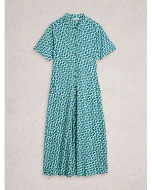White Stuff Rua Jersey Shirt Dress - Blue