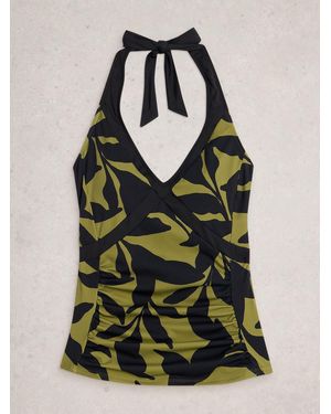 White Stuff Dark Valley Control Tankini Top - Green