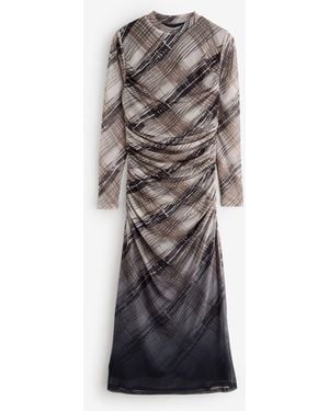 Mint Velvet Checked Ombre Midi Dress - Gray
