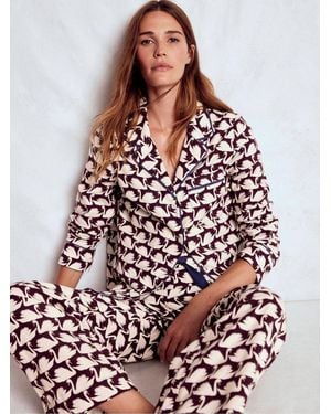 Boden Brushed Cotton Pajama Shirt - Purple