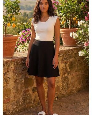 Roman Textured Skater Skirt - Black