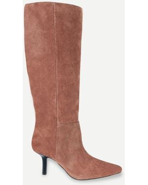 OFF THE HOOK Rhea Suede Stiletto Heel Knee High Boots - Brown