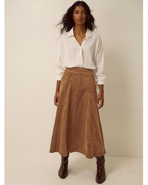 Monsoon Josie Faux Suede Midi Skirt - Natural