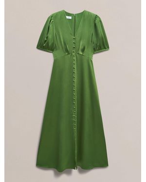 Hobbs Petite Isabelle Textured Satin Dress - Green