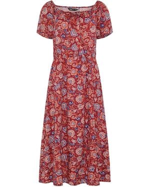 M Com Abstract Print Scoop Neck Dress - Red
