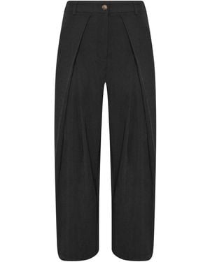 PixieGirl Petite Pixiegirl Petite Wrap Pleated Wide Leg Pants - Black