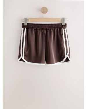 Next Satin Runner Shorts - Brown
