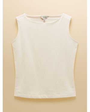Joules Lola Double Layer Front Cotton Rich Boat Neck Vest - Natural