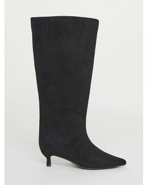 Simply Be Soft Extra Wide Fit Kitten Heel Straight Leg Boots - Black