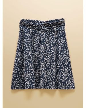 Joules Nia Gathered Jersey Short Skirt - Blue
