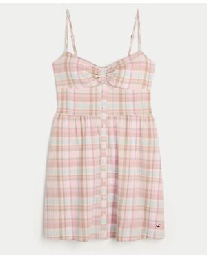 Hollister Button Through Mini Dress - Pink