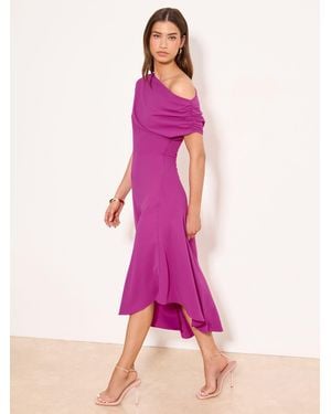 Lipsy Drape One Shoulder Fit And Flare Midi Dress - Pink