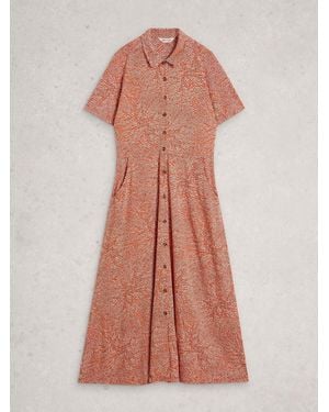 White Stuff Rua Jersey Shirt Dress - Pink