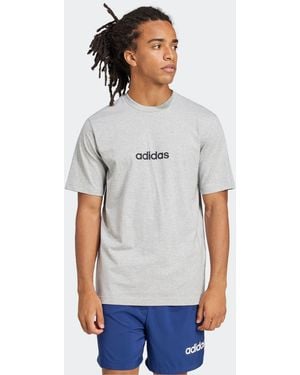 adidas Single Essentials Linear 100% Cotton Jersey T-Shirt - White