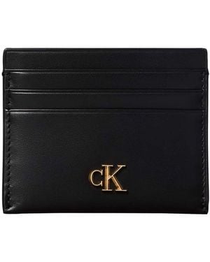 Calvin Klein Calvin Klein Leather Rfid Monogram Card Holder - Black