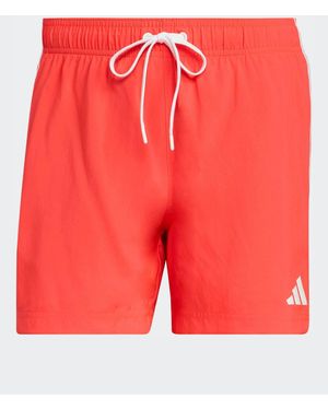 adidas 3 Stripes Swim Shorts 5 Inch - Red