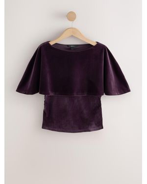 Next Burgundy Velvet Cape Top - Blue