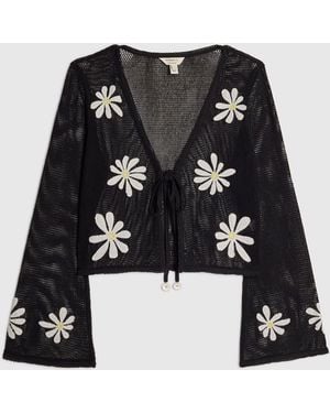 River Island Daisy Crochet Cardigan - Black