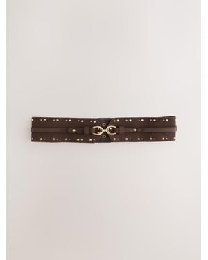 Next Chocolate Wide Studded Corset Belt - Natural