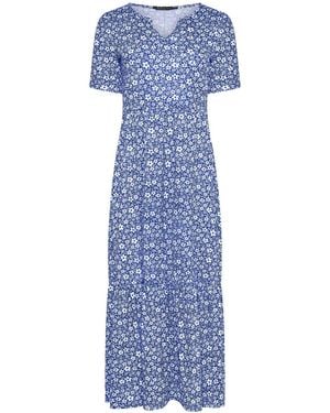 M Com Ditsy Notch Neck Dress - Blue