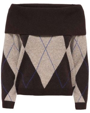 ONLY Off Shoulder Knitted Pullover Jumper - Black