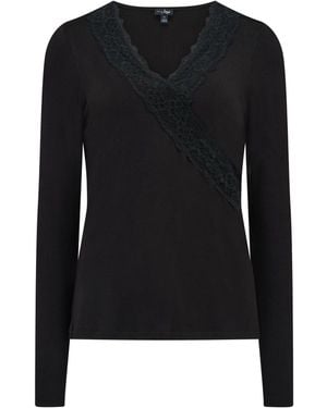 Pour Moi Long Sleeve Sofa Loves Lace Hidden Support Pajama Top - Black