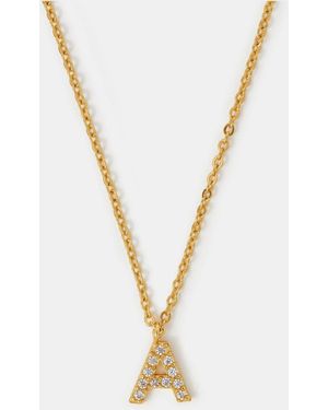 Accessorize Diamanté Initial Pendant Necklace - White