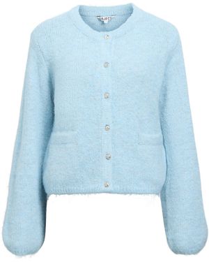 Object Soft Touch Relaxed Fit Button Cardigan - Blue