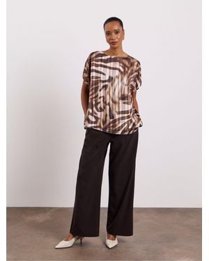 Joanna Hope Print Asymmetric Floaty Blouse - White