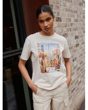 Next Ecru Graphic Heavyweight Crew Neck T-Shirt - Natural