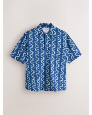 Next Print Short Sleeve Shirt - Blue
